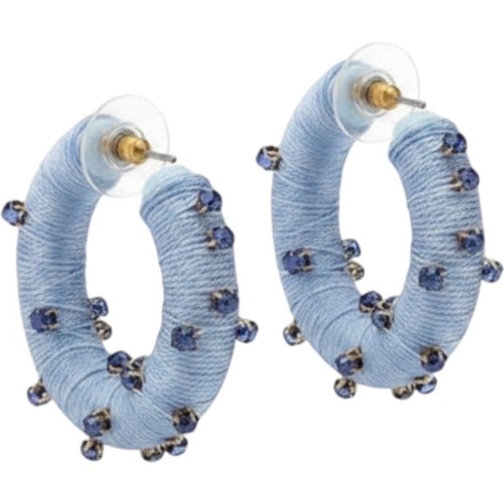 Sugarfix by‎ Baublebar Light Blue Thread Wrapped Rhinestone Hoop Earrings Post